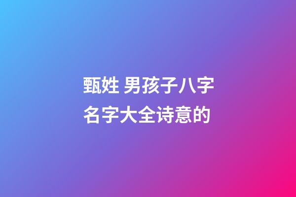 甄姓 男孩子八字名字大全诗意的